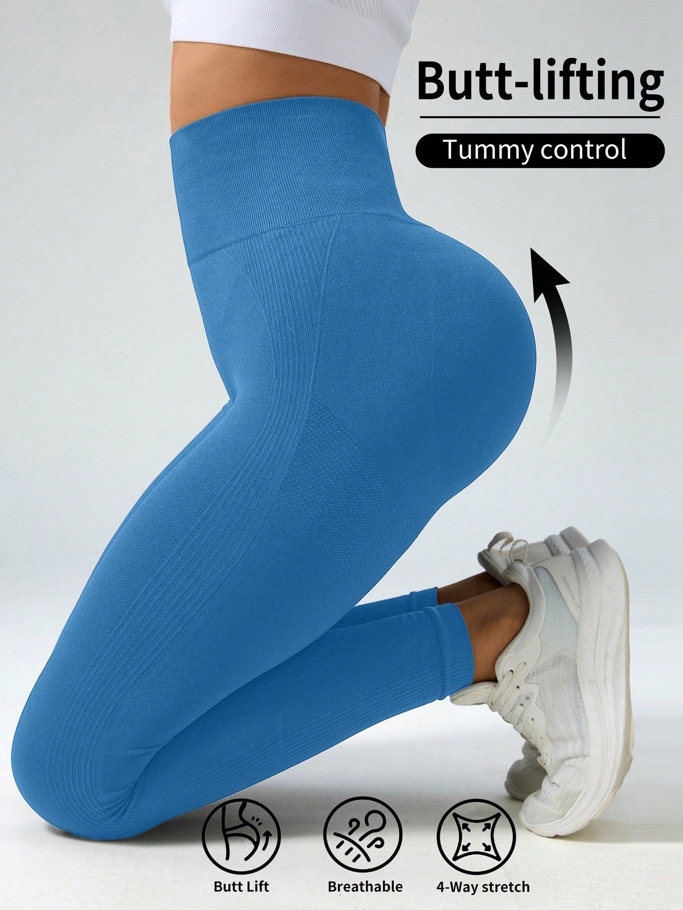 Sport Studio Yoga Leggings Seamless High Stretch Tummy Control Scrunch Butt Active Tights with Wideband Waist