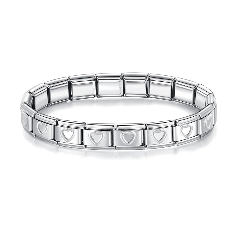 New 2024 Fashion Princess Heart Star Horse Charm Links Stainless Steel Bracelet for Women Friend Birthday Jewelry G061