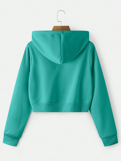 INAWLY Zip up Crop Drawstring Thermal Lined Hoodie,Long Sleeve Tops