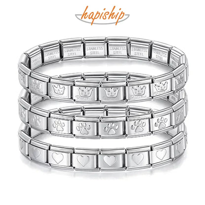 New 2024 Fashion Princess Heart Star Horse Charm Links Stainless Steel Bracelet for Women Friend Birthday Jewelry G061