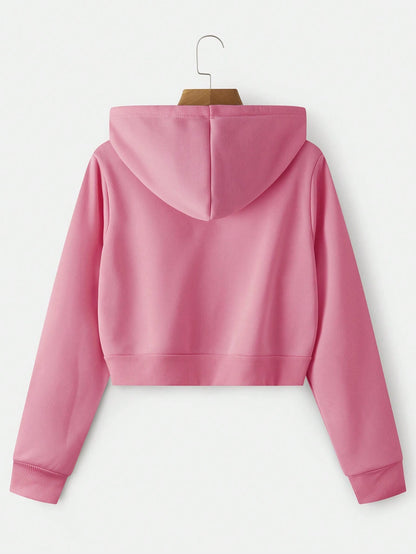 INAWLY Zip up Crop Drawstring Thermal Lined Hoodie,Long Sleeve Tops