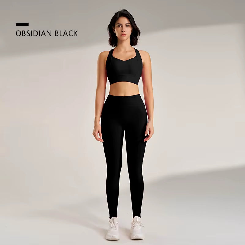 Women'S Sports Fitness Set Yoga Running Quick Dry Bra Bra Tight Stretch Nine Points Pants High Waisted Skinny Yoga Set