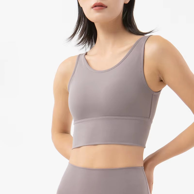 Yoga Top Women Sports Bra Gym Fitness Breathable Stretch Long Line Sports Bra for Women Bralette Removable Chest Pad