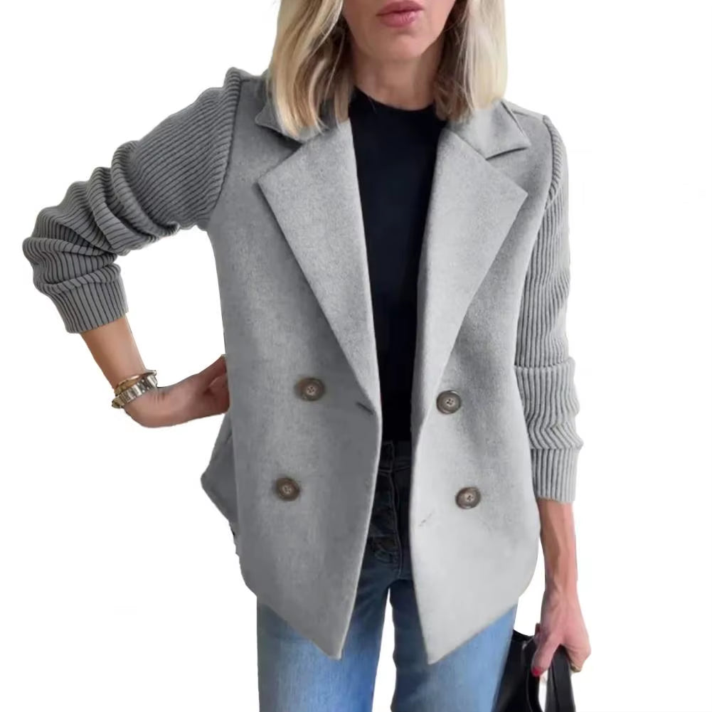 Women Cardigan Sweater Coats Fashion Female Knitted Long Sleeve Double-Breasted Loose Knitted Casual Suit Jacket Formal Business