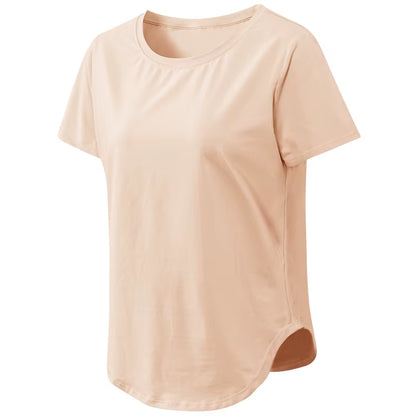 Women Yoga Top Solid Short Sleeve Sport T-Shirt Loose Fitness Yoga Top Gym Shirt Casual Running Top Training Shirt