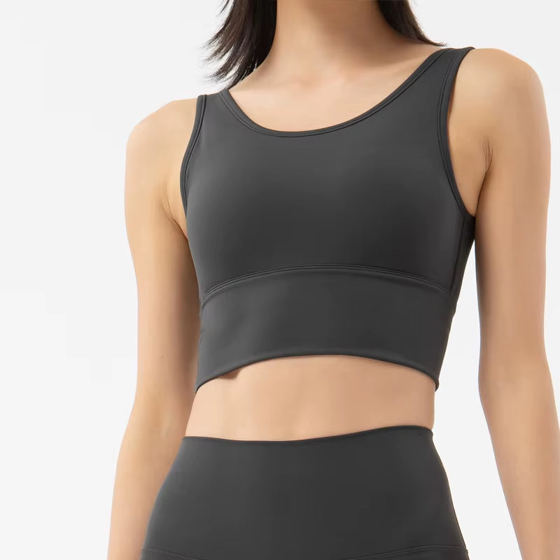 Yoga Top Women Sports Bra Gym Fitness Breathable Stretch Long Line Sports Bra for Women Bralette Removable Chest Pad
