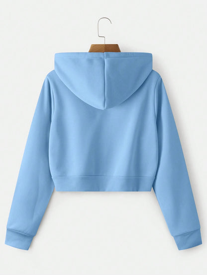 INAWLY Zip up Crop Drawstring Thermal Lined Hoodie,Long Sleeve Tops