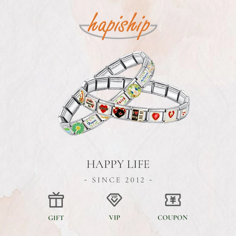 New 2024 Fashion Princess Heart Star Horse Charm Links Stainless Steel Bracelet for Women Friend Birthday Jewelry G061