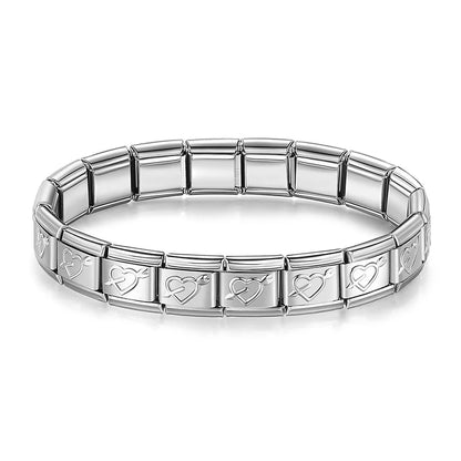 New 2024 Fashion Princess Heart Star Horse Charm Links Stainless Steel Bracelet for Women Friend Birthday Jewelry G061