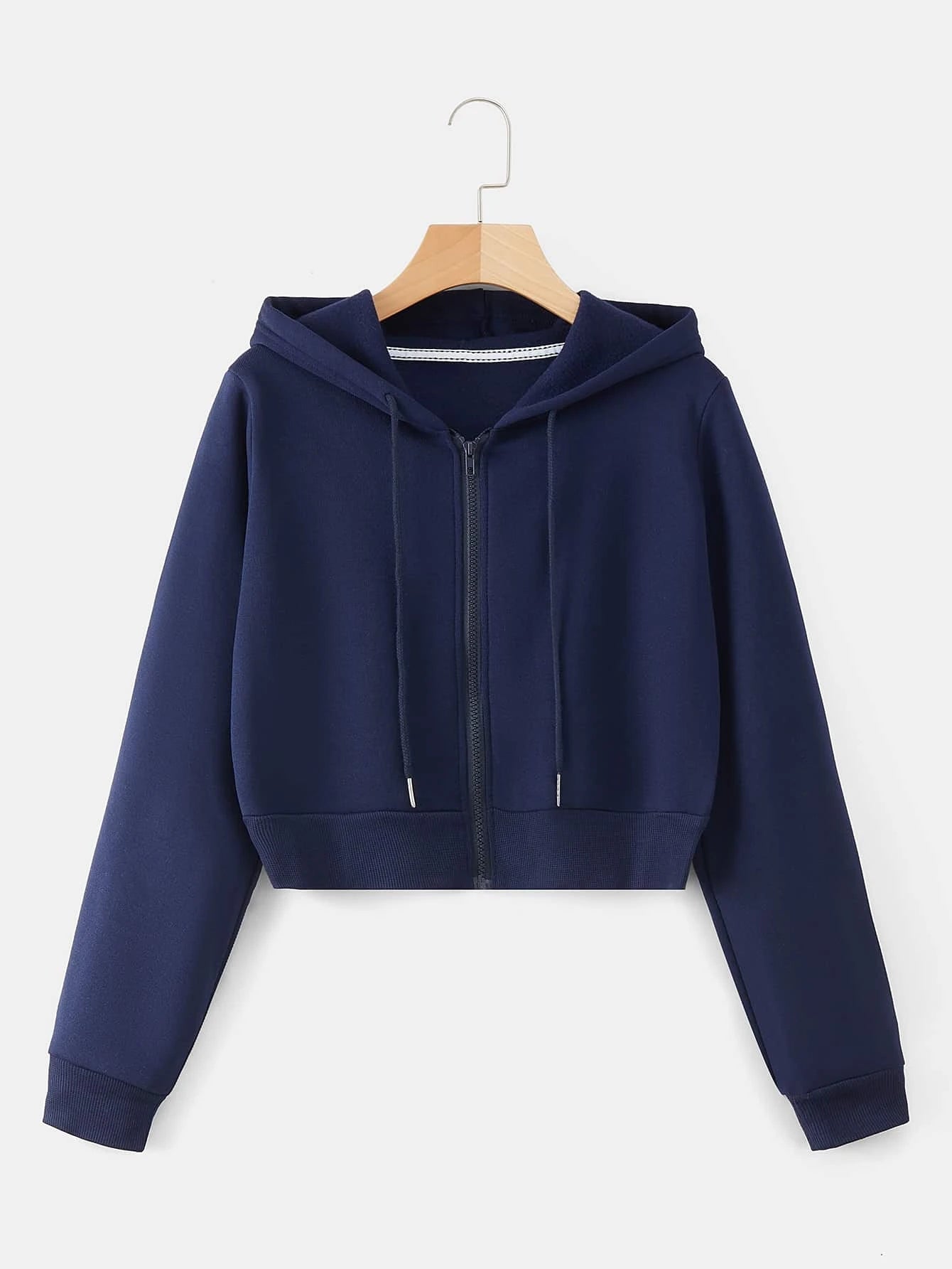 INAWLY Zip up Crop Drawstring Thermal Lined Hoodie,Long Sleeve Tops