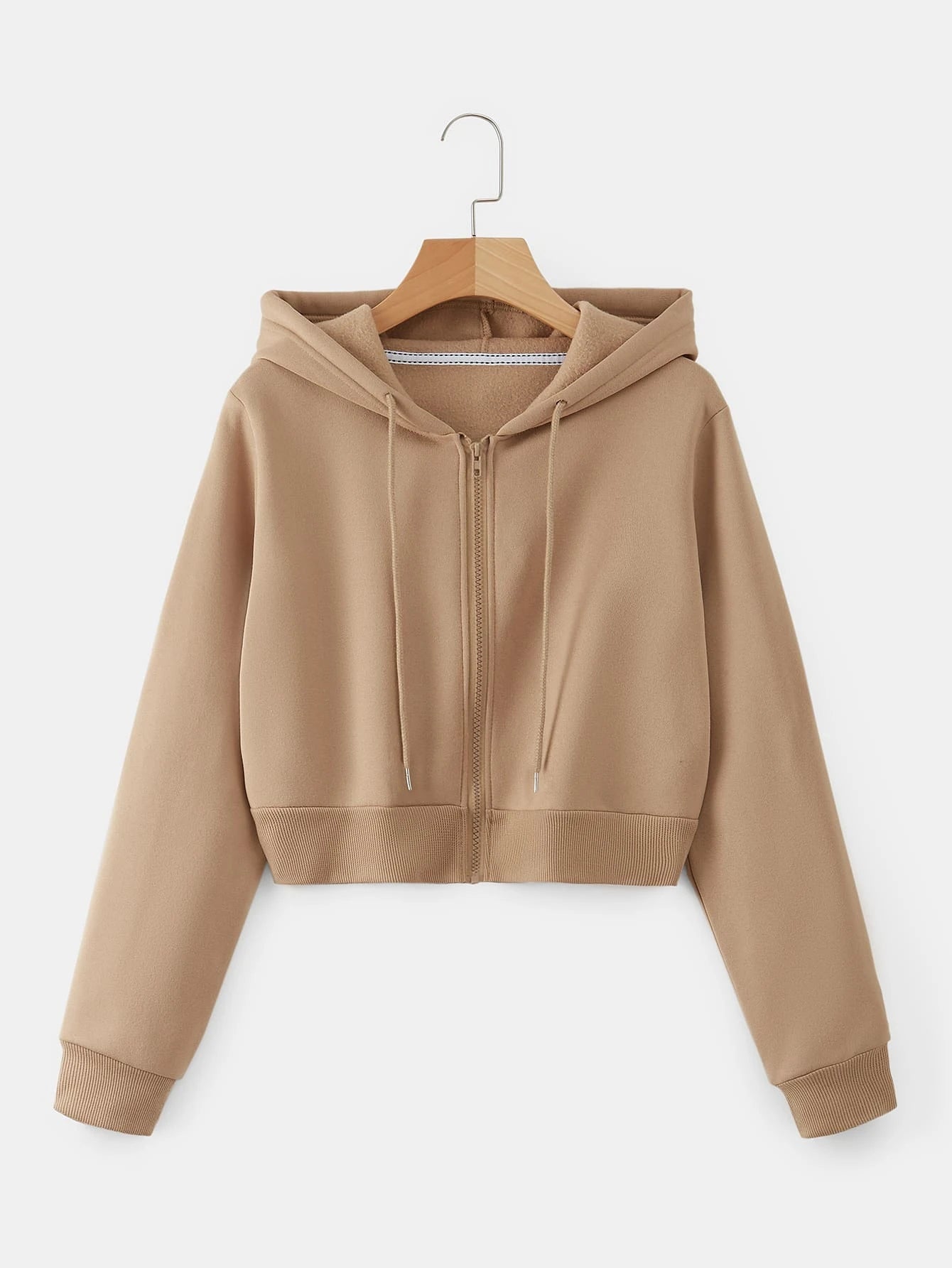 INAWLY Zip up Crop Drawstring Thermal Lined Hoodie,Long Sleeve Tops