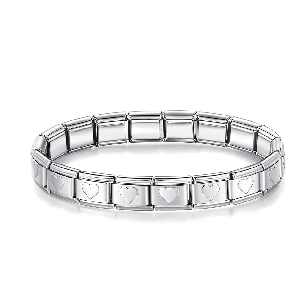 New 2024 Fashion Princess Heart Star Horse Charm Links Stainless Steel Bracelet for Women Friend Birthday Jewelry G061