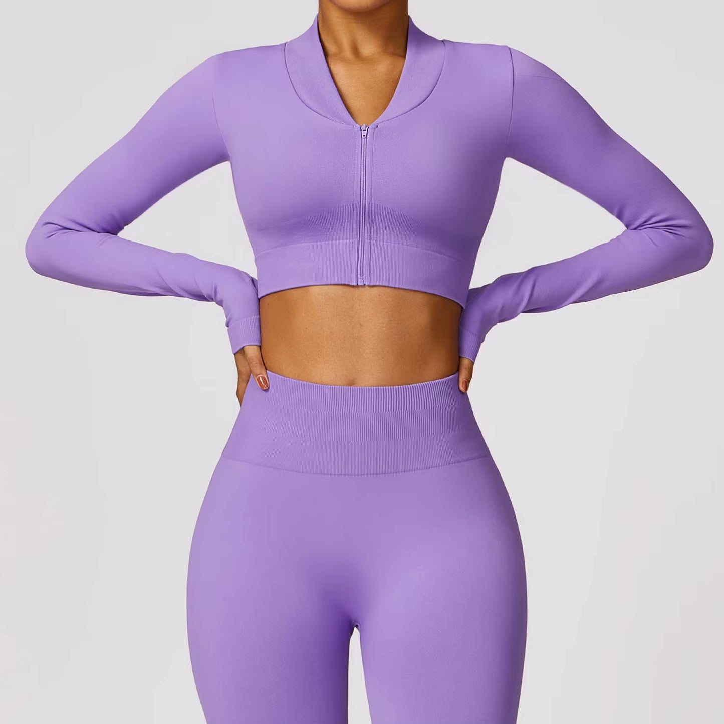 Seamless Long Sleeve Shirts Women Gym Crop Top Quick-Drying Yoga Clothing Sports Short Jacket Workout Running Sportswear Female
