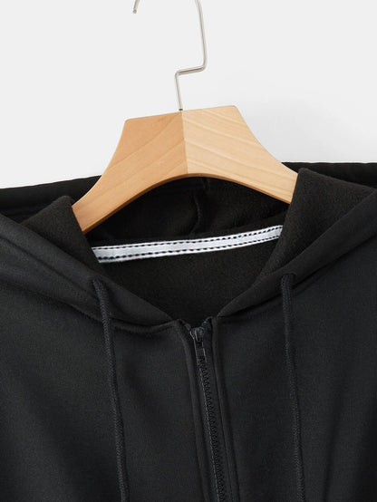 INAWLY Zip up Crop Drawstring Thermal Lined Hoodie,Long Sleeve Tops