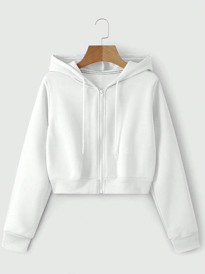 INAWLY Zip up Crop Drawstring Thermal Lined Hoodie,Long Sleeve Tops