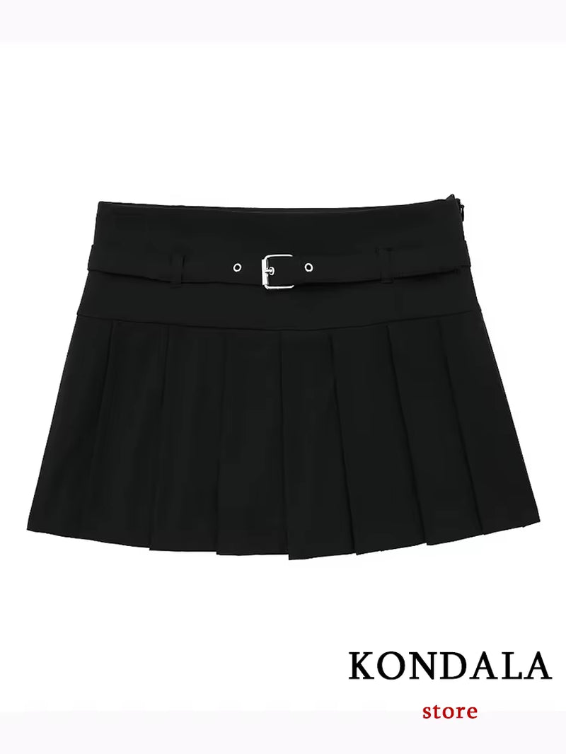 TRAFZA Vintage Casual Chic Women Skirt Solid Short Zipper Straight Short Skirt New Fashion 2025 Summer Holiday Mini Skirt
