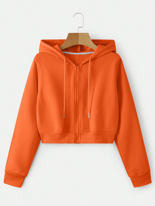 INAWLY Zip up Crop Drawstring Thermal Lined Hoodie,Long Sleeve Tops