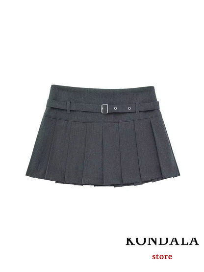 TRAFZA Vintage Casual Chic Women Skirt Solid Short Zipper Straight Short Skirt New Fashion 2025 Summer Holiday Mini Skirt