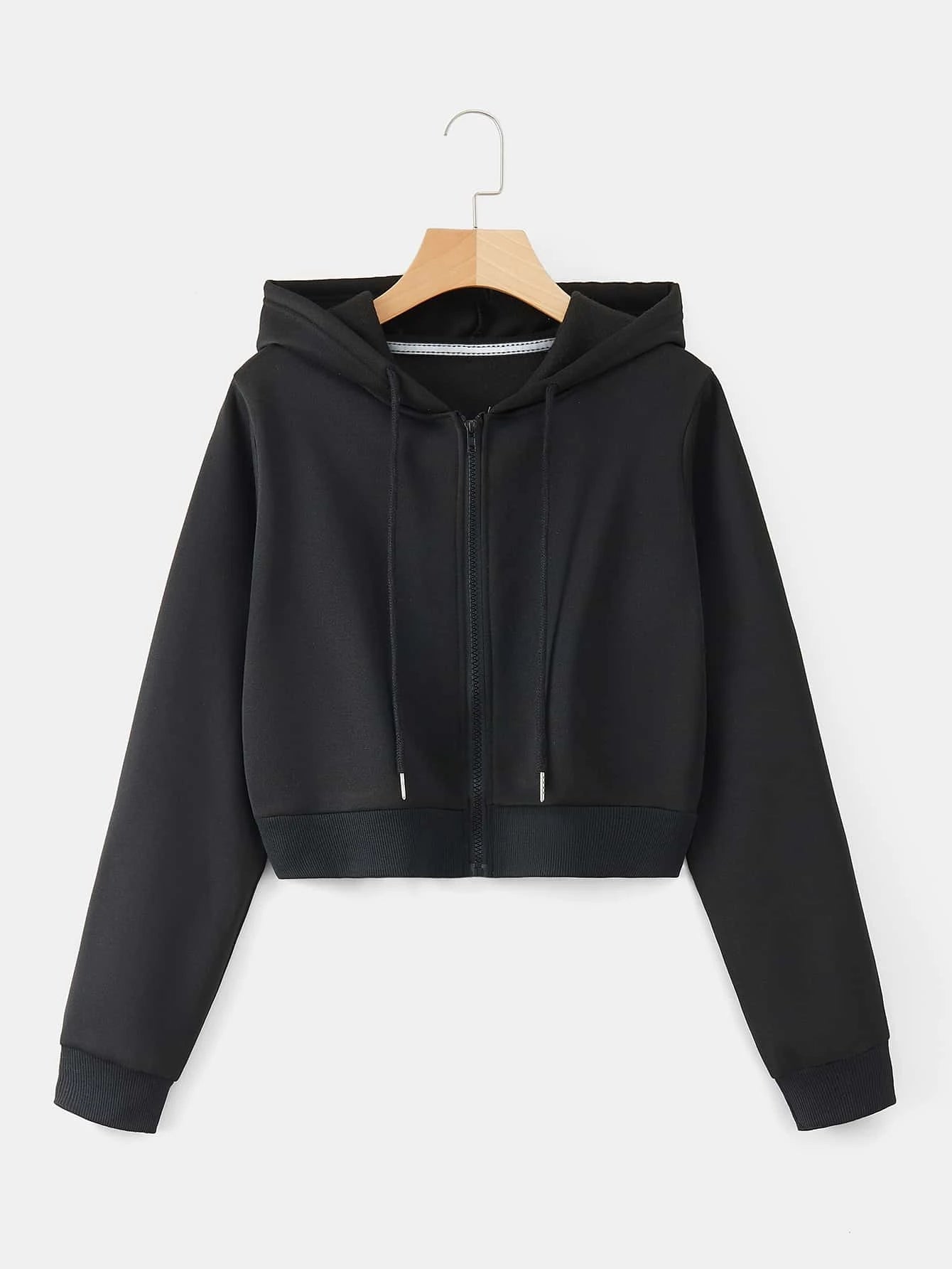 INAWLY Zip up Crop Drawstring Thermal Lined Hoodie,Long Sleeve Tops