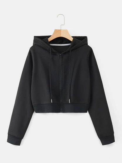 INAWLY Zip up Crop Drawstring Thermal Lined Hoodie,Long Sleeve Tops
