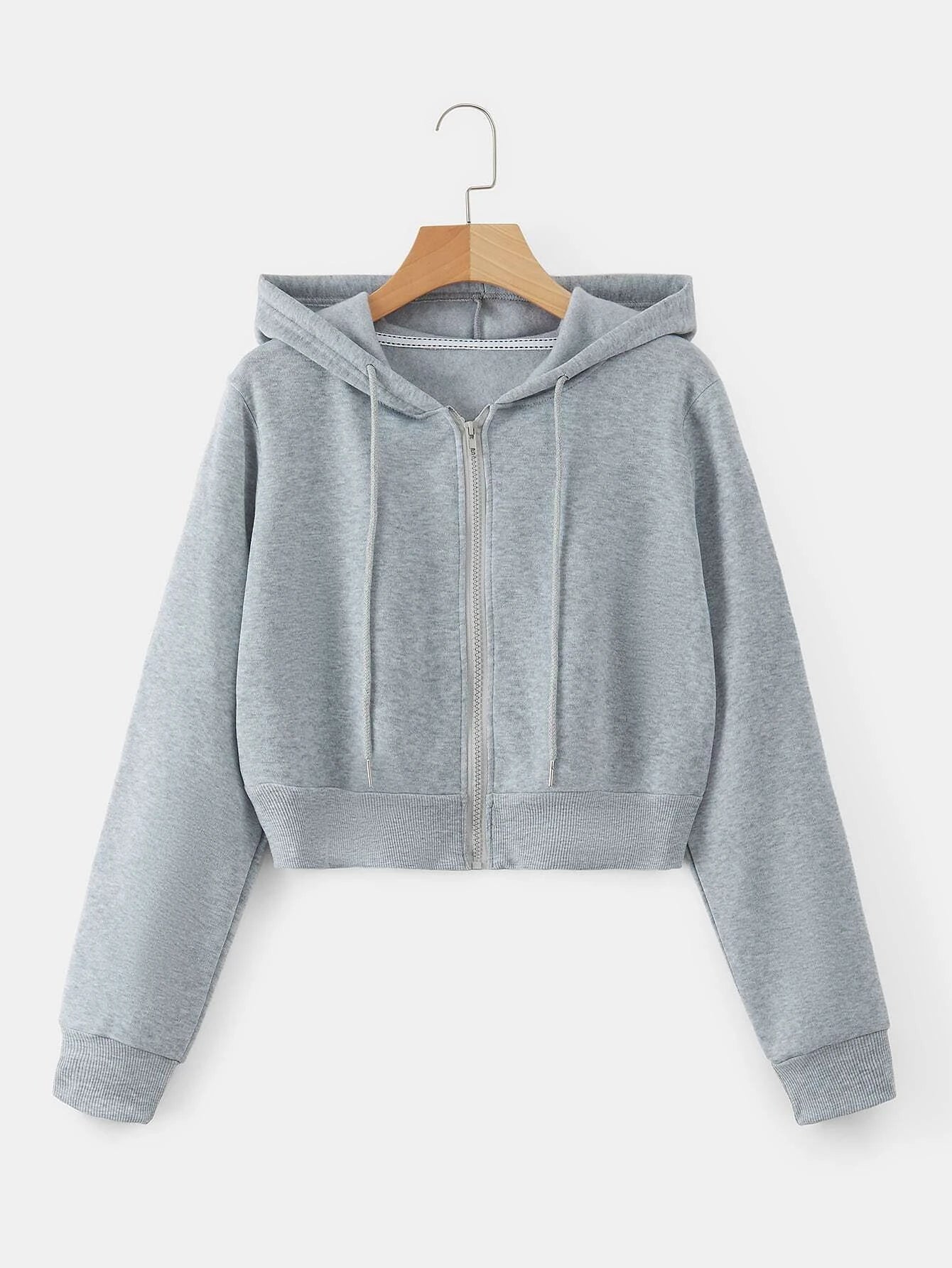 INAWLY Zip up Crop Drawstring Thermal Lined Hoodie,Long Sleeve Tops