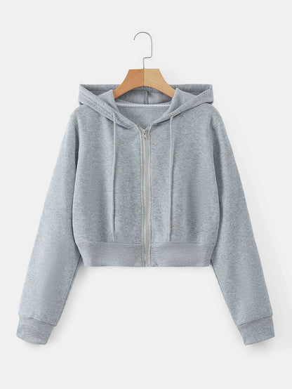 INAWLY Zip up Crop Drawstring Thermal Lined Hoodie,Long Sleeve Tops