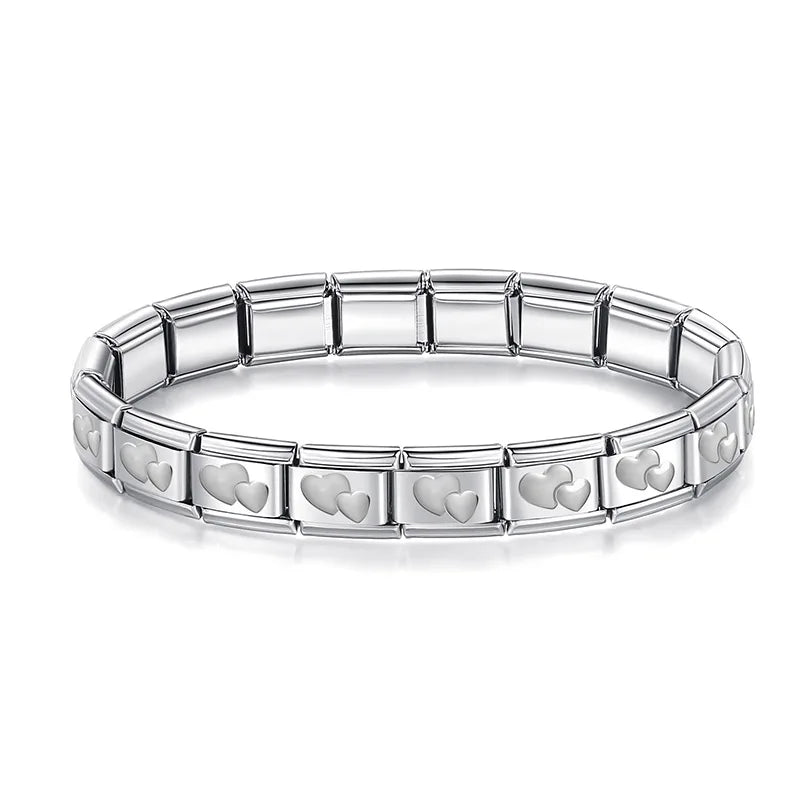 New 2024 Fashion Princess Heart Star Horse Charm Links Stainless Steel Bracelet for Women Friend Birthday Jewelry G061