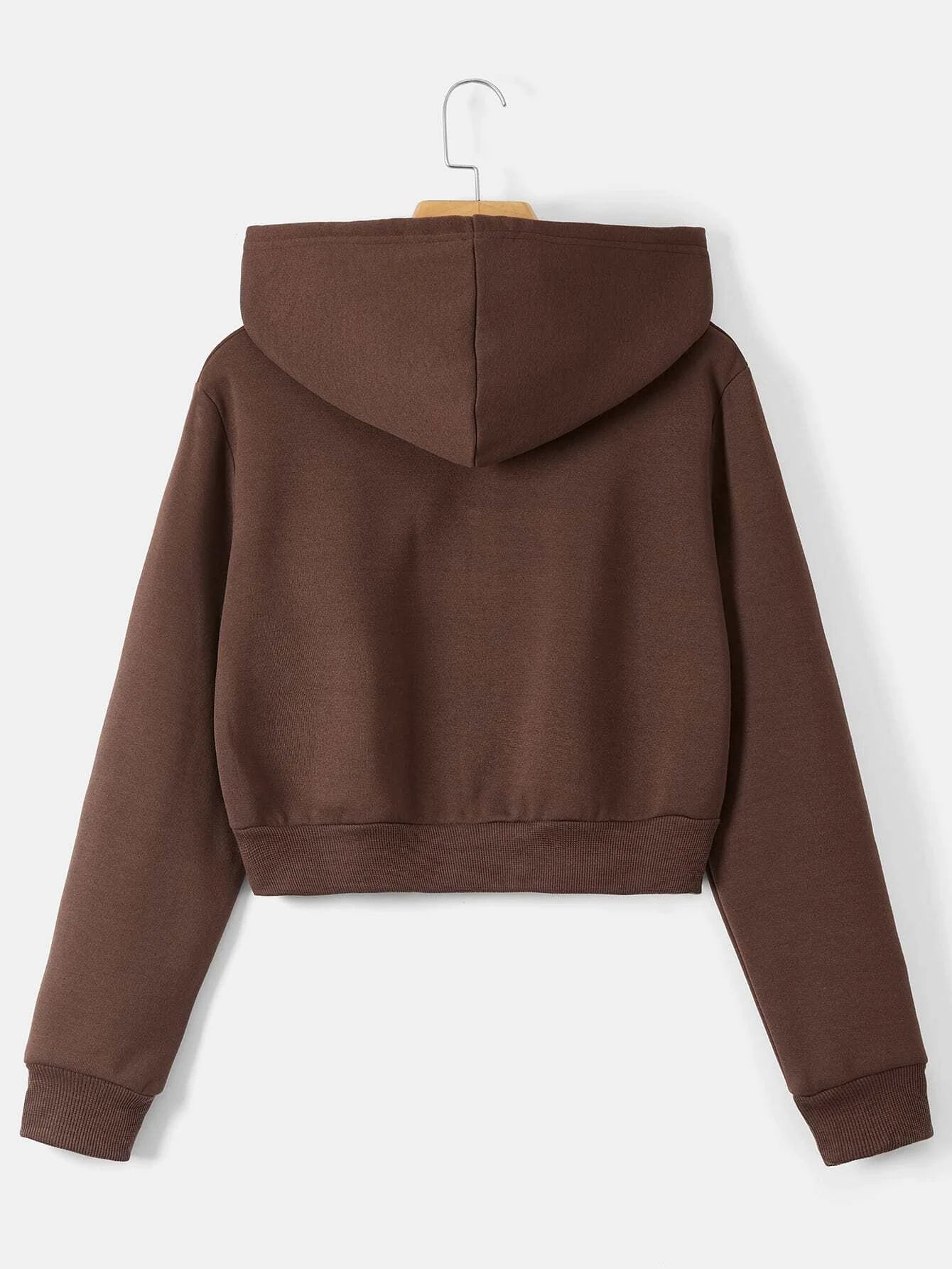 INAWLY Zip up Crop Drawstring Thermal Lined Hoodie,Long Sleeve Tops