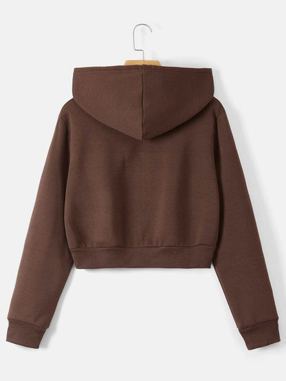INAWLY Zip up Crop Drawstring Thermal Lined Hoodie,Long Sleeve Tops