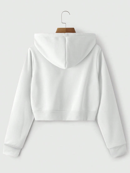 INAWLY Zip up Crop Drawstring Thermal Lined Hoodie,Long Sleeve Tops