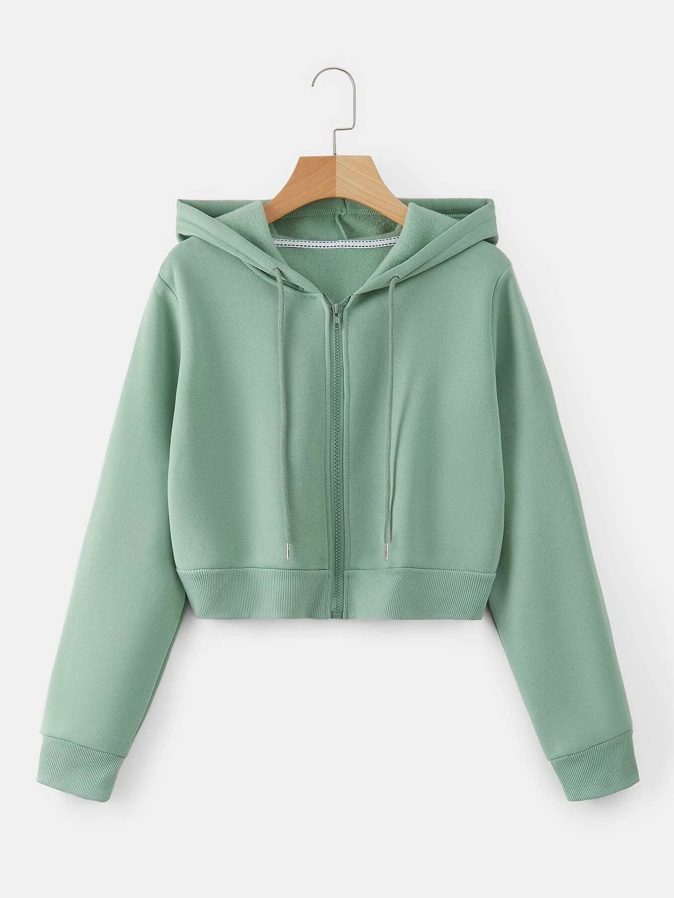 INAWLY Zip up Crop Drawstring Thermal Lined Hoodie,Long Sleeve Tops