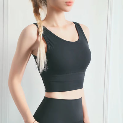 Yoga Top Women Sports Bra Gym Fitness Breathable Stretch Long Line Sports Bra for Women Bralette Removable Chest Pad