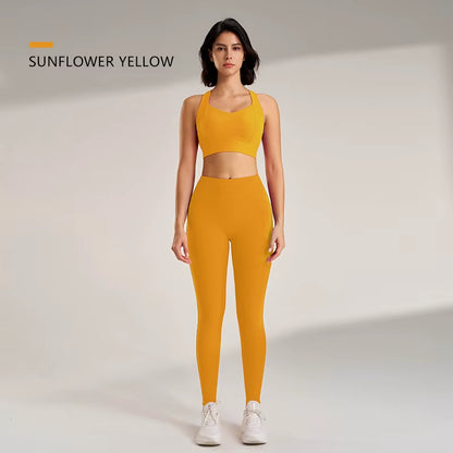 Women'S Sports Fitness Set Yoga Running Quick Dry Bra Bra Tight Stretch Nine Points Pants High Waisted Skinny Yoga Set