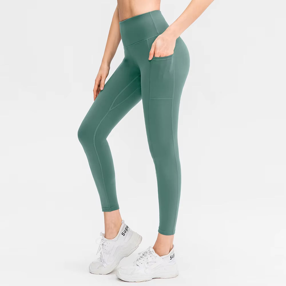 Women Yoga Pants High Waist Solid Colors Fitness Workout Leggings Gym Training Quick Dry Sportswear Yoga Running Legging