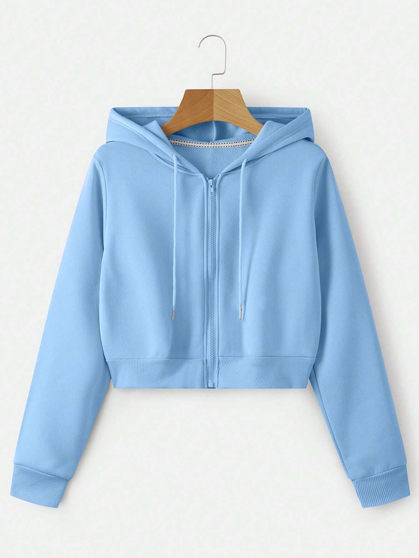 INAWLY Zip up Crop Drawstring Thermal Lined Hoodie,Long Sleeve Tops