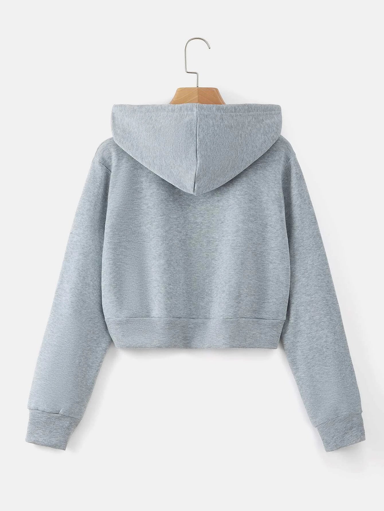 INAWLY Zip up Crop Drawstring Thermal Lined Hoodie,Long Sleeve Tops