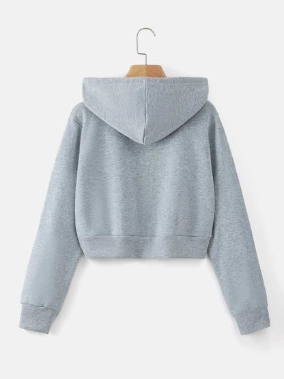 INAWLY Zip up Crop Drawstring Thermal Lined Hoodie,Long Sleeve Tops