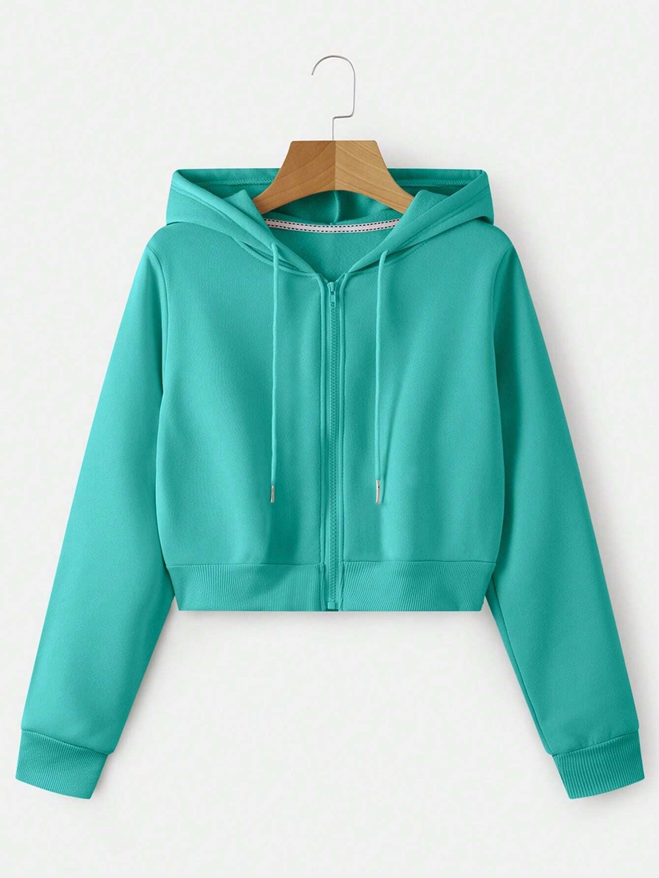INAWLY Zip up Crop Drawstring Thermal Lined Hoodie,Long Sleeve Tops