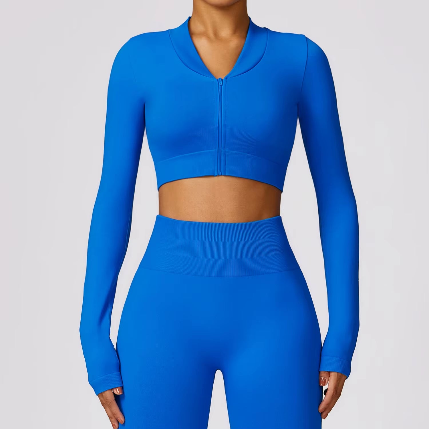 Seamless Long Sleeve Shirts Women Gym Crop Top Quick-Drying Yoga Clothing Sports Short Jacket Workout Running Sportswear Female
