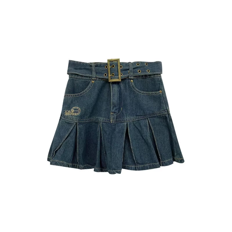 2024 New American Spice Girl Y2K Summer Short Denim Skirt High Waist Pleated Skirt Denim Black Sexy Jean Skirt Skirts for Women