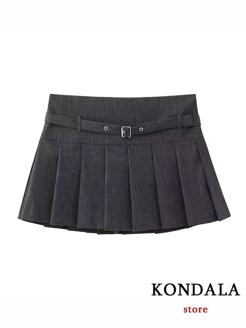 TRAFZA Vintage Casual Chic Women Skirt Solid Short Zipper Straight Short Skirt New Fashion 2025 Summer Holiday Mini Skirt