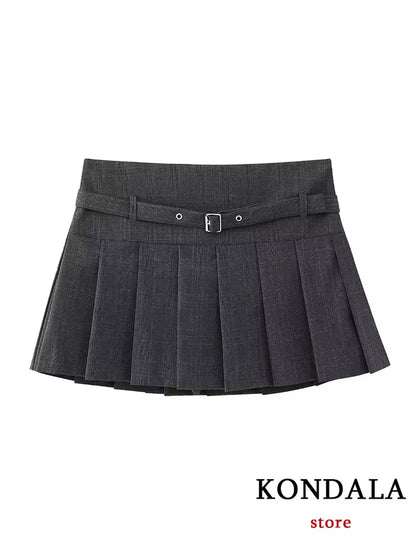 TRAFZA Vintage Casual Chic Women Skirt Solid Short Zipper Straight Short Skirt New Fashion 2025 Summer Holiday Mini Skirt