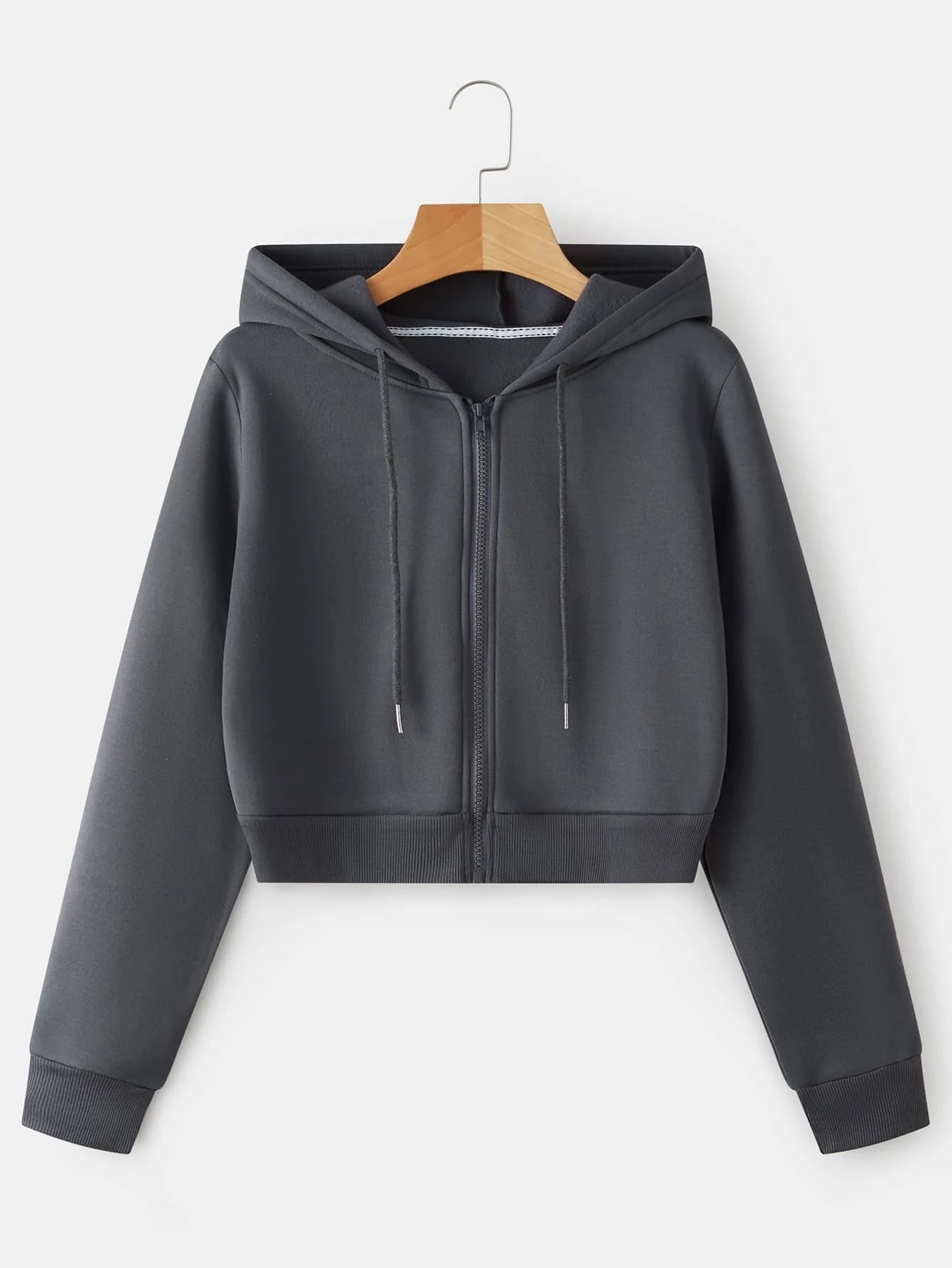 INAWLY Zip up Crop Drawstring Thermal Lined Hoodie,Long Sleeve Tops