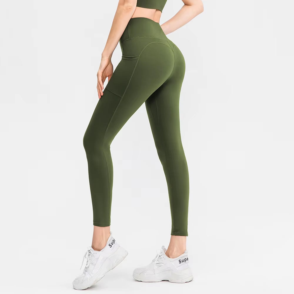 Women Yoga Pants High Waist Solid Colors Fitness Workout Leggings Gym Training Quick Dry Sportswear Yoga Running Legging