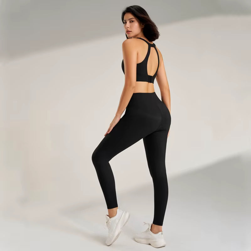 Women'S Sports Fitness Set Yoga Running Quick Dry Bra Bra Tight Stretch Nine Points Pants High Waisted Skinny Yoga Set