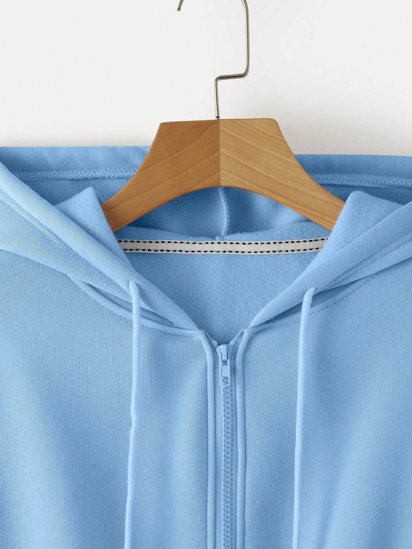 INAWLY Zip up Crop Drawstring Thermal Lined Hoodie,Long Sleeve Tops