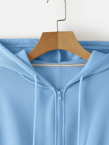 INAWLY Zip up Crop Drawstring Thermal Lined Hoodie,Long Sleeve Tops
