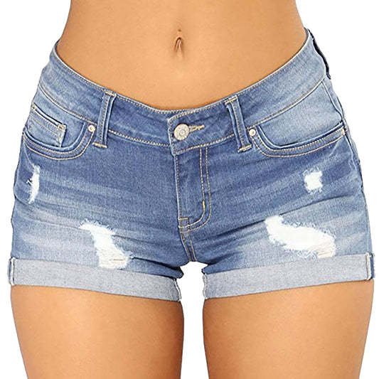 Summer Denim Shorts Women High Waisted plus Size Ripped High Waisted Denim Shorts Stretchy Jean Shorts Women'S Summer Shorts