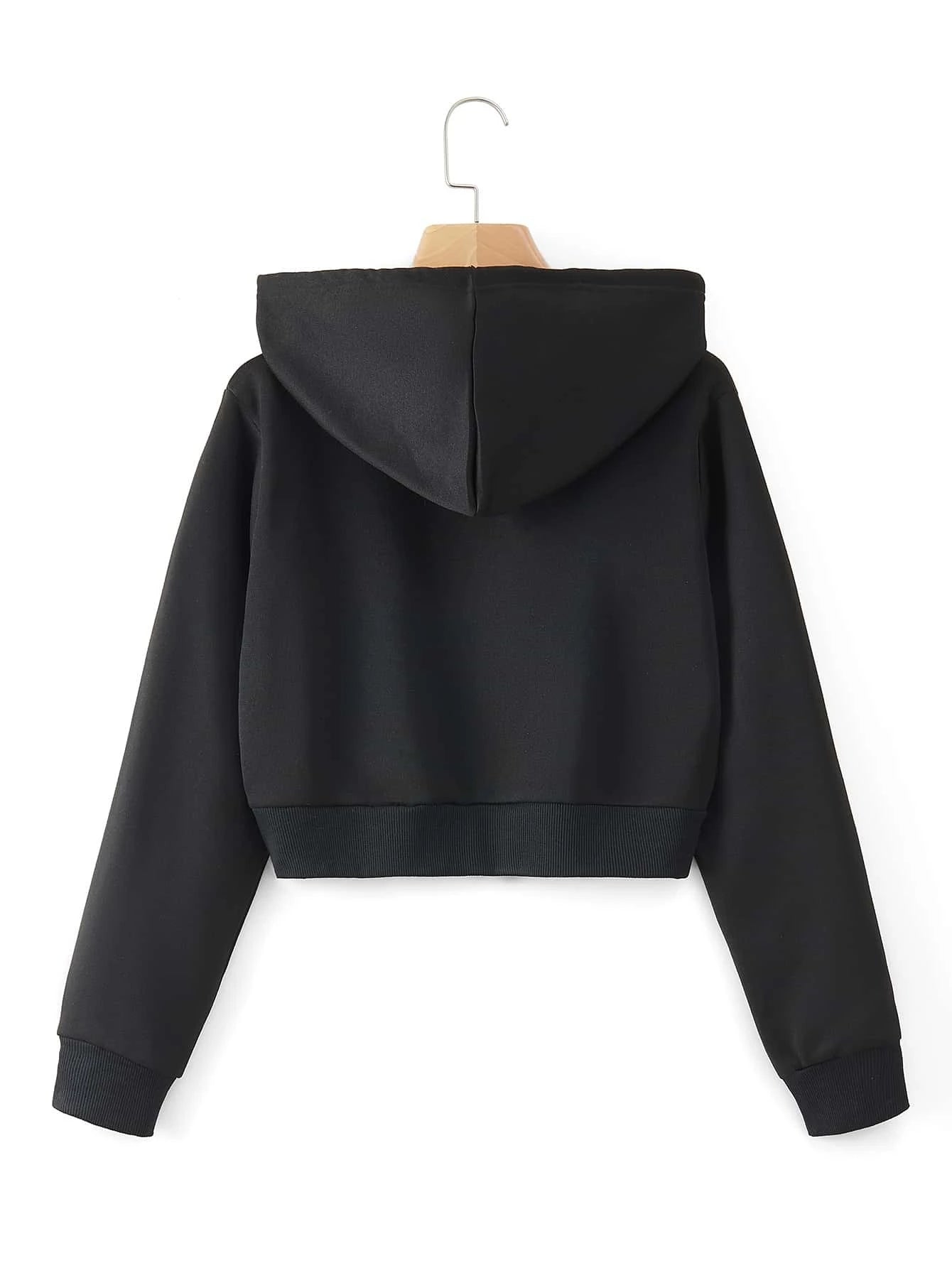 INAWLY Zip up Crop Drawstring Thermal Lined Hoodie,Long Sleeve Tops