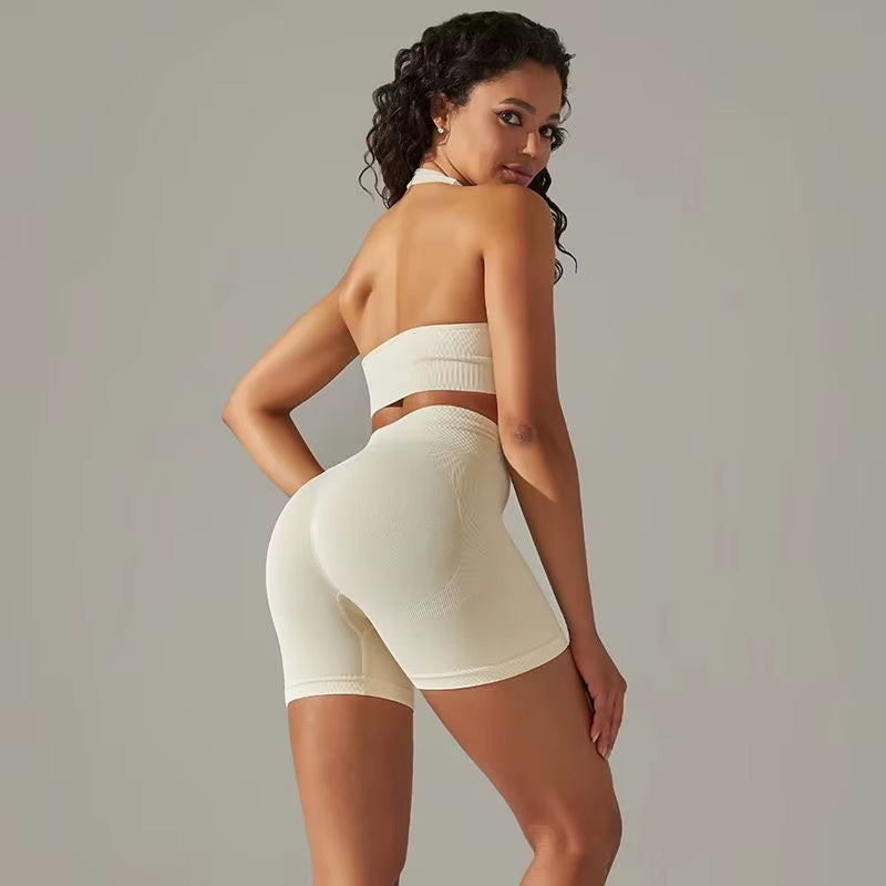 2 PCS Women Yoga Set Seamless Sports Shorts Set Sexy Bra Shorts Sportswear Suit Women'S Summer Gym Clothing Fitness Tracksuit